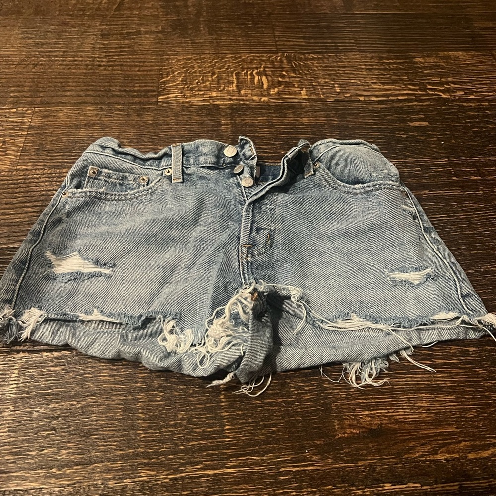 Pistola Blue Distressed Jean Shorts